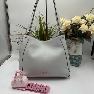 Kate Spade New York Leila Triple Compartment Grey Pebbled Leather Hobo Shoulder